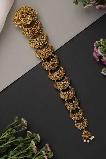 Swabhimann Temple Work Embellished Braid Pin 