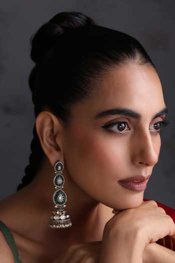 Swabhimann Green Polki Jhumka Earrings 