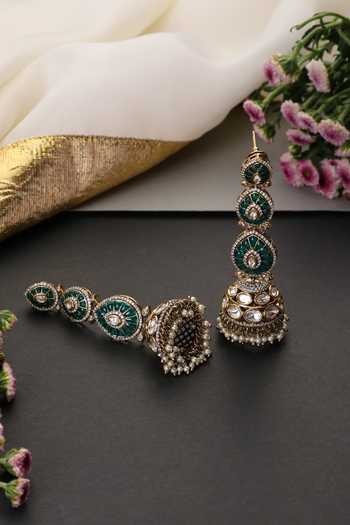 Swabhimann Green Polki Jhumka Earrings 