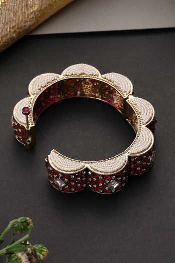 Swabhimann_Red Polki Kada _Online_at_Aza_Fashions