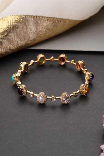 Swabhimann_Multi Color Multicolour Polki Studded Bangle _Online_at_Aza_Fashions