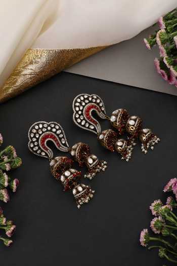 Swabhimann Red Polki Jhumka Earrings 