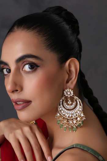 Swabhimann Mint Polki Chandbali Earrings 