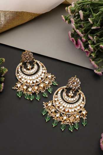 Swabhimann Mint Polki Chandbali Earrings 
