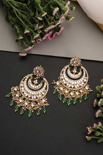 Shop_Swabhimann_Mint Polki Chandbali Earrings _Online_at_Aza_Fashions