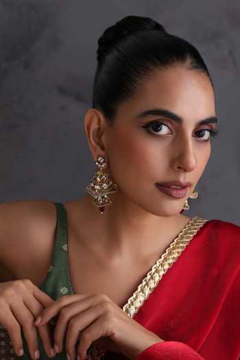 Buy_Swabhimann_Red Kundan Jhumka Earrings _Online_at_Aza_Fashions