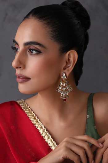 Swabhimann Red Kundan Jhumka Earrings 