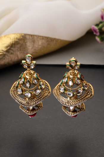 Swabhimann Red Kundan Jhumka Earrings 