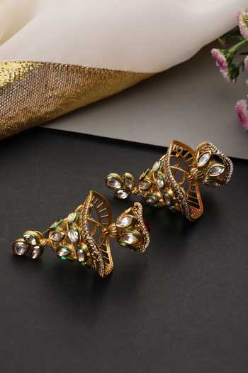 Shop_Swabhimann_Red Kundan Jhumka Earrings _Online_at_Aza_Fashions