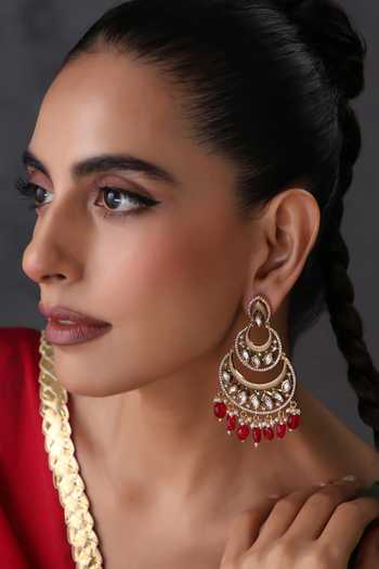 Buy_Swabhimann_Red Kundan Chandbali Earrings _Online_at_Aza_Fashions