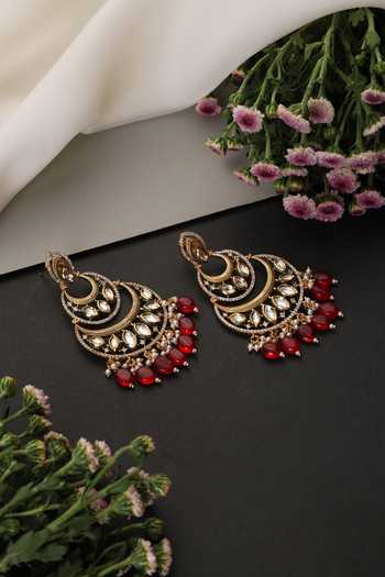 Shop_Swabhimann_Red Kundan Chandbali Earrings _Online_at_Aza_Fashions