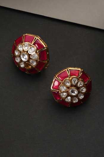 Swabhimann Ruby & Polki Stud Earrings 