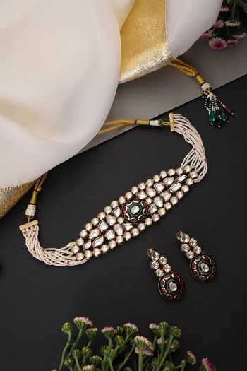 Swabhimann Red & Green Kundan Choker Set 