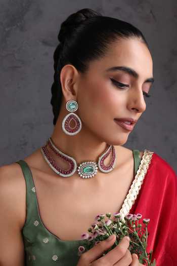 Swabhimann Emerald & Ruby Zirconia Choker Set 