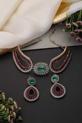 Swabhimann Emerald & Ruby Zirconia Choker Set 