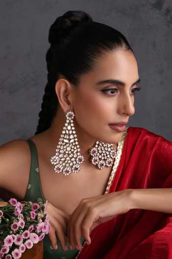 Swabhimann Red Polki Dangler Earrings 