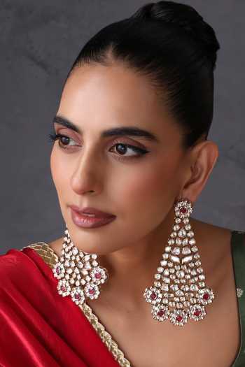 Buy_Swabhimann_Red Polki Dangler Earrings _Online_at_Aza_Fashions