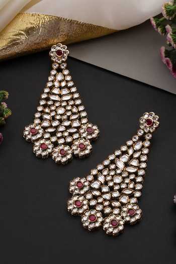 Swabhimann Red Polki Dangler Earrings 