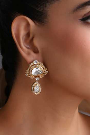Swabhimann_Gold Plated Polki Stud Earrings _Online_at_Aza_Fashions