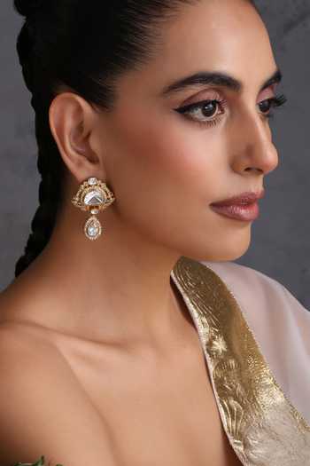 Buy_Swabhimann_Gold Plated Polki Stud Earrings _Online_at_Aza_Fashions