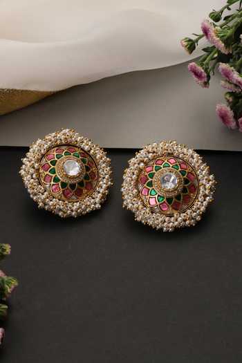Swabhimann Multicolour Polki Stud Earrings 