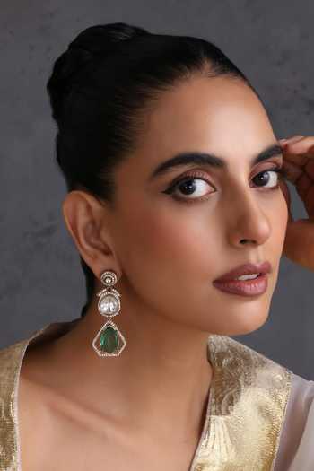 Swabhimann Emerald & Polki Dangler Earrings 