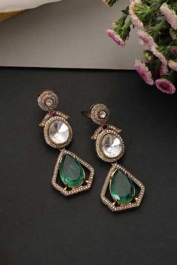 Swabhimann Emerald & Polki Dangler Earrings 