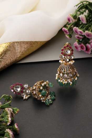 Swabhimann Multicolour Polki Jhumka Earrings 