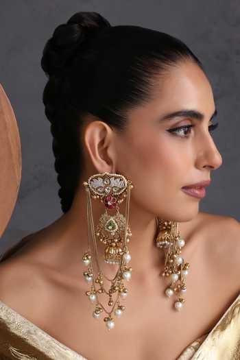 Swabhimann_Multi Color Multicolour Polki Dangler Earrings _Online_at_Aza_Fashions