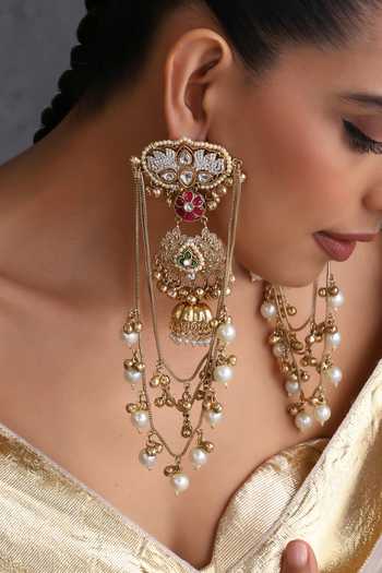 Buy_Swabhimann_Multi Color Multicolour Polki Dangler Earrings _Online_at_Aza_Fashions