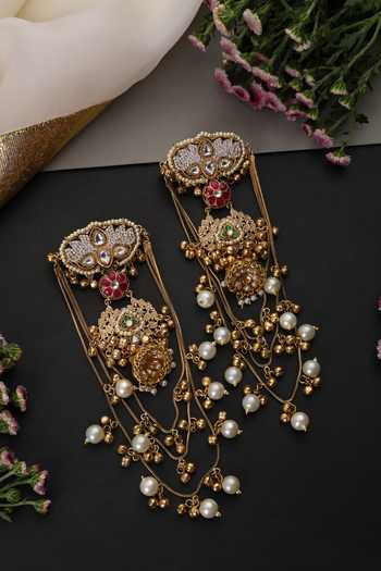 Shop_Swabhimann_Multi Color Multicolour Polki Dangler Earrings _Online_at_Aza_Fashions
