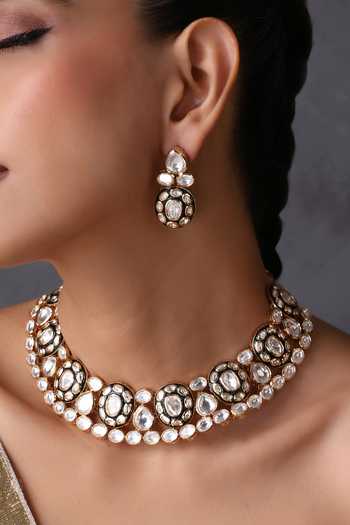 Swabhimann_Green Polki Necklace Set _Online_at_Aza_Fashions