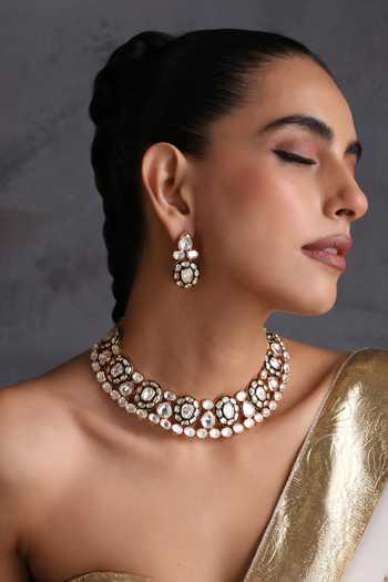 Buy_Swabhimann_Green Polki Necklace Set _Online_at_Aza_Fashions