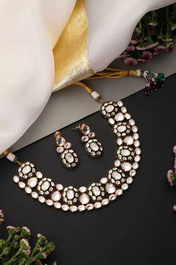 Swabhimann Green Polki Necklace Set 