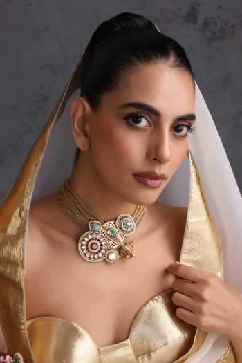 Swabhimann_Multi Color Multicolour Polki Choker _Online_at_Aza_Fashions