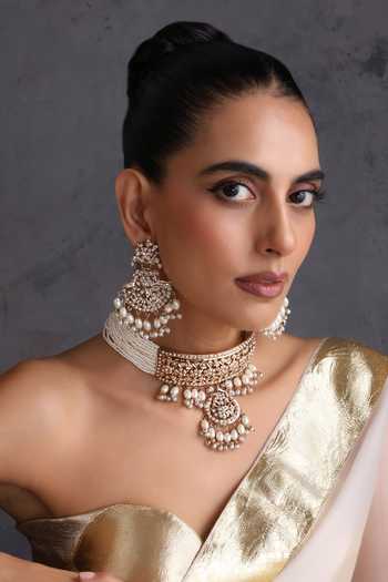 Swabhimann White Jadau Choker Set 