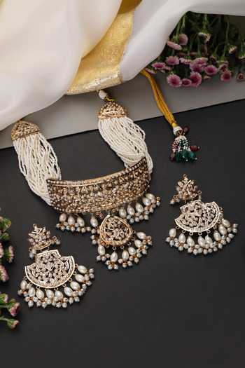 Swabhimann White Jadau Choker Set 