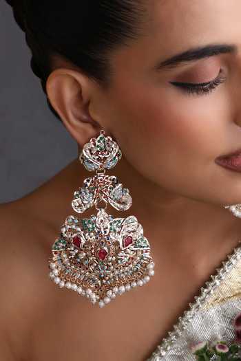 Swabhimann_Multi Color Multicolour Jadau Dangler Earrings _Online_at_Aza_Fashions
