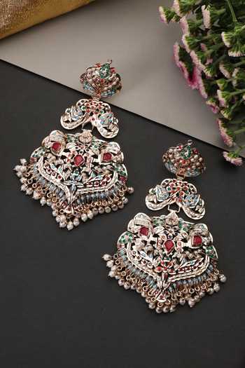 Swabhimann Multicolour Jadau Dangler Earrings 