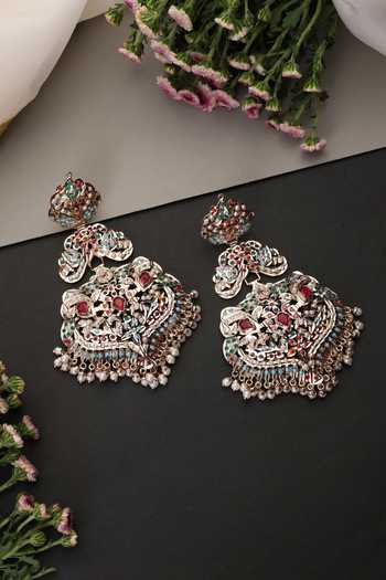 Shop_Swabhimann_Multi Color Multicolour Jadau Dangler Earrings _Online_at_Aza_Fashions