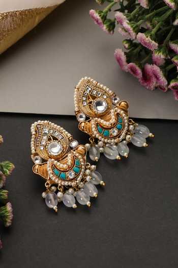 Swabhimann Firoza Kundan Chandbali Earrings 