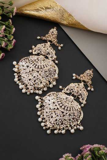 Shop_Swabhimann_White Jadau Dangler Earrings _Online_at_Aza_Fashions