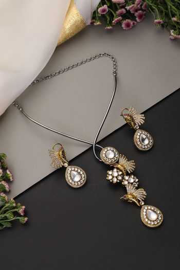 Swabhimann Polki Motifs Necklace & Earrings Set 