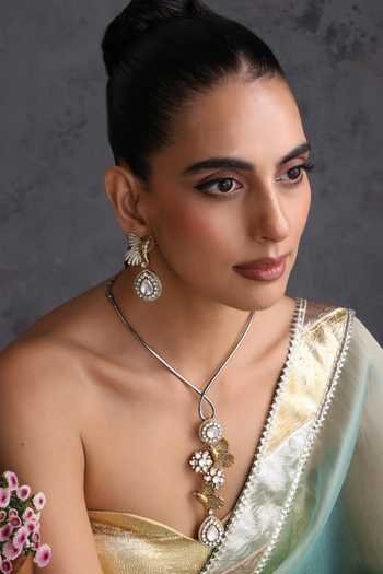 Buy_Swabhimann_Gold Plated Polki Motifs Necklace And Earrings Set _Online_at_Aza_Fashions