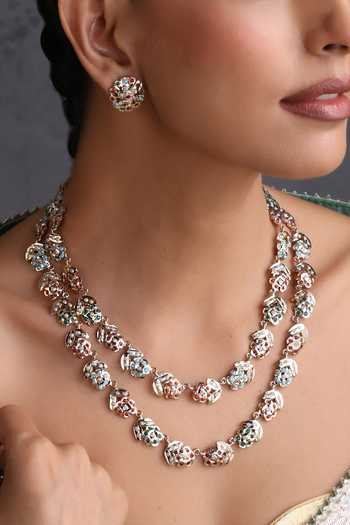 Buy_Swabhimann_Multi Color Jadau Layered Necklace Set _Online_at_Aza_Fashions