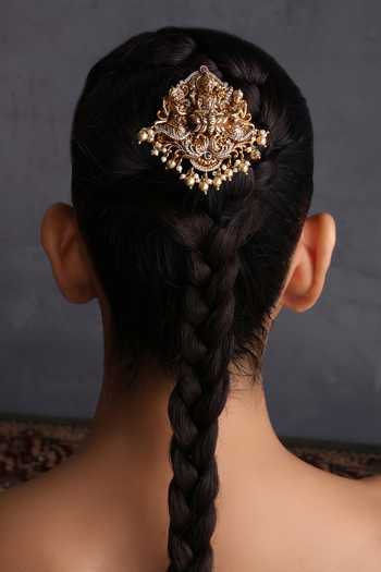 Swabhimann Carved Temple Work Braid Pin 