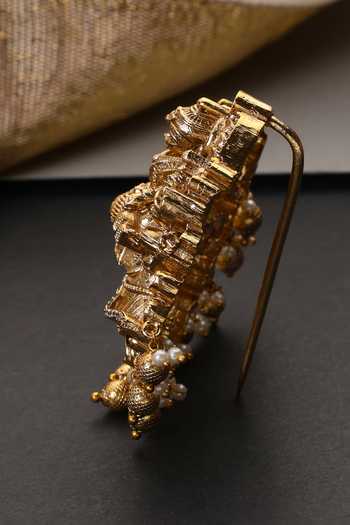 Swabhimann_Red Carved Temple Work Braid Pin _Online_at_Aza_Fashions