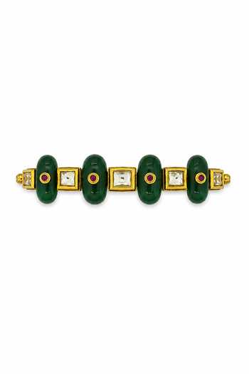 Tad Accessories Green Imitation Kundan Stones Brass Bracelet Online at Aza Fashions Tad Accessories_Green Imitation Kundan Stones Brass Bracelet _Online_at_Aza_Fashions