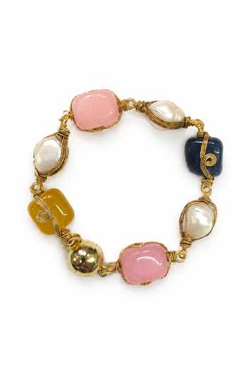 Tad Accessories Multi Color Handmade Brass Stones Bracelet Online at Aza Fashions Tad Accessories_Multi Color Handmade Brass Stones Bracelet _Online_at_Aza_Fashions