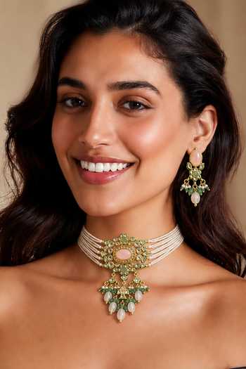 Tad Accessories Choker Necklace & Pair Of Earrings Set 